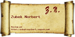 Zubek Norbert névjegykártya
