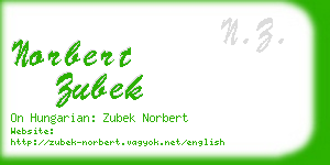 norbert zubek business card